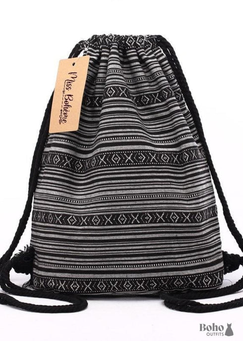 Boho Drawstring Bag Aztec